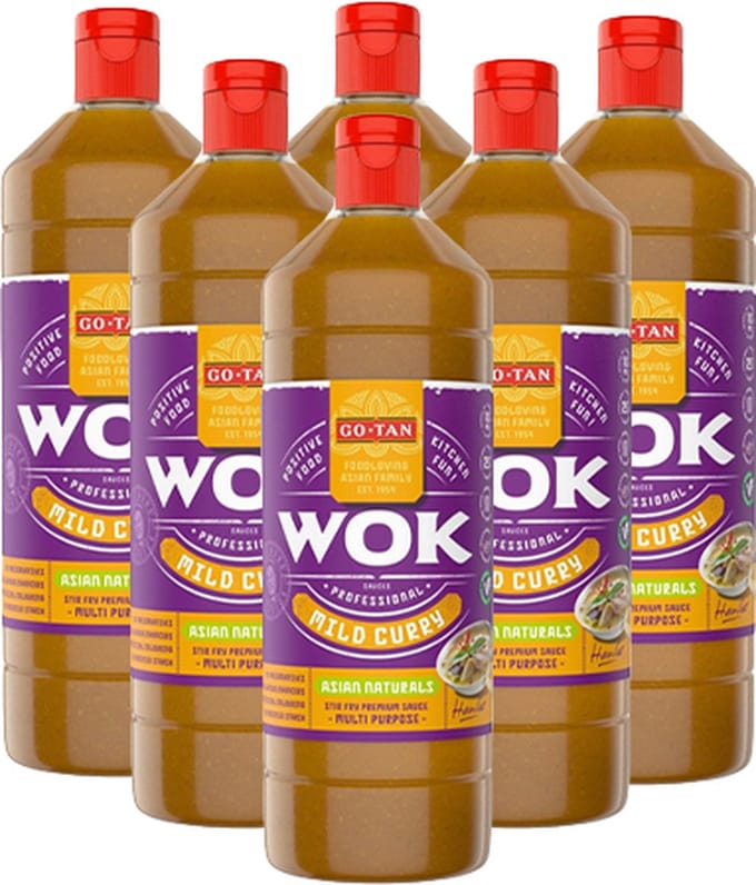 Go-tan - Woksaus Mild Curry - 6x 1ltr