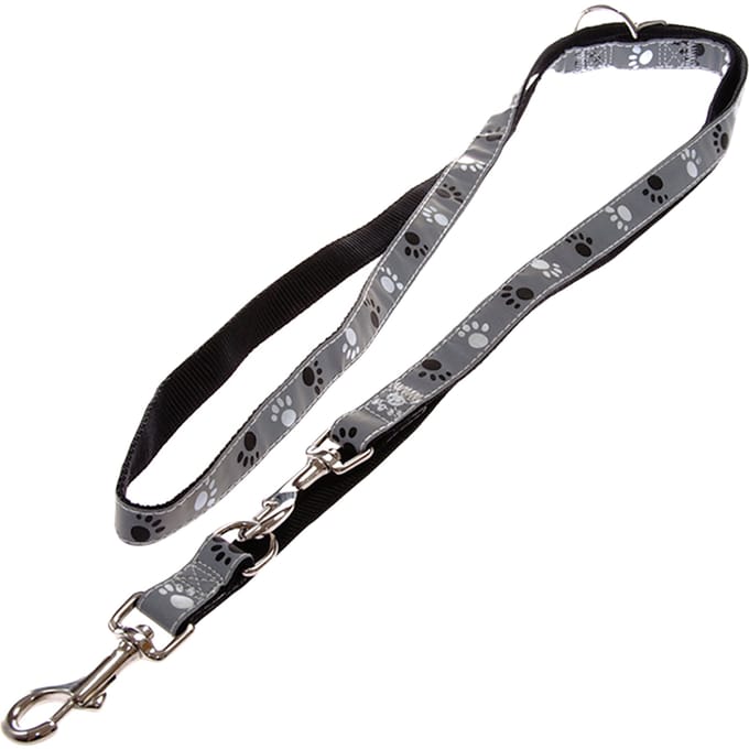 Trixie Zilver Reflect adjustable leash M-L: 2.00 m/20 mm black/silver Grijs