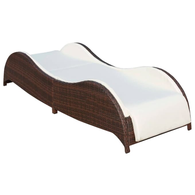 vidaXL - Ligbed - met - kussen - poly - rattan - bruin