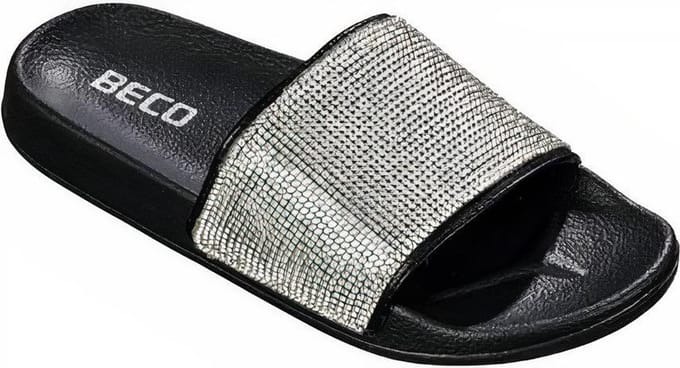 BECO Dames Badslippers - Zwart met Rhinestones - Maat 36