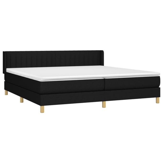 vidaXL - Boxspring - met - matras - stof - zwart - 200x200 - cm