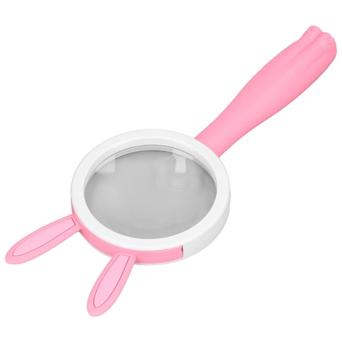 Vergrootglas met plastic handvat, cartoon roze konijnen, draagbaar, HD ABS, comfortabele grip, leesvergroter