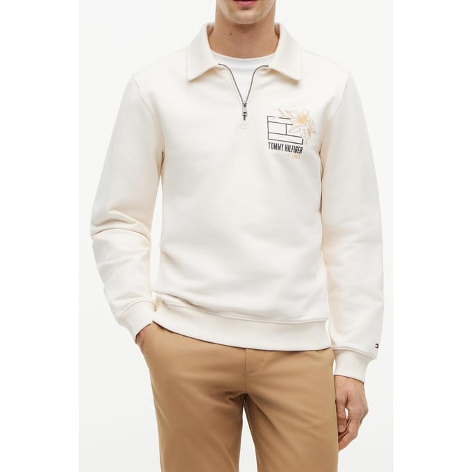 Tommy Hilfiger Summer Floral Graphic Ivory Petal Größe: XL | Pullover Outlet | Herren | Weiß