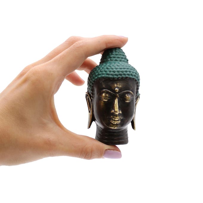 Ancient Wisdom - Decoratief beeld - Messing Boeddha-hoofd - Fengshui - ornament - interieur - geluk - rust - vrede