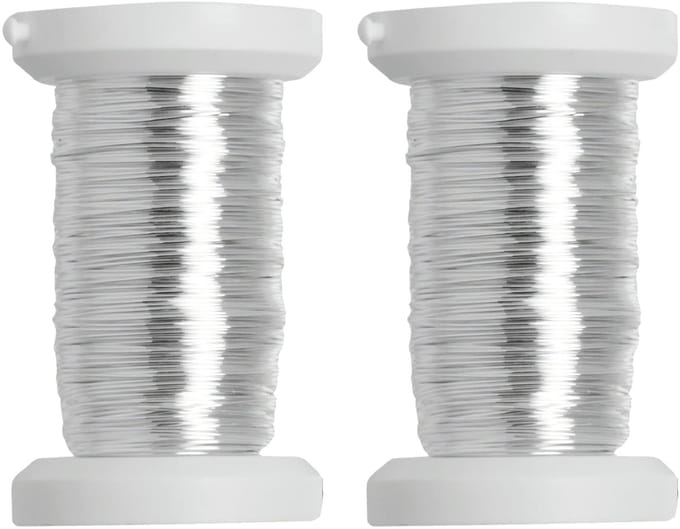 Binddraad - 2x - metallic zilver - 40 meter - dikte 0,4 mm - draad/koord - Hobby artikelen/Knutselen materialen