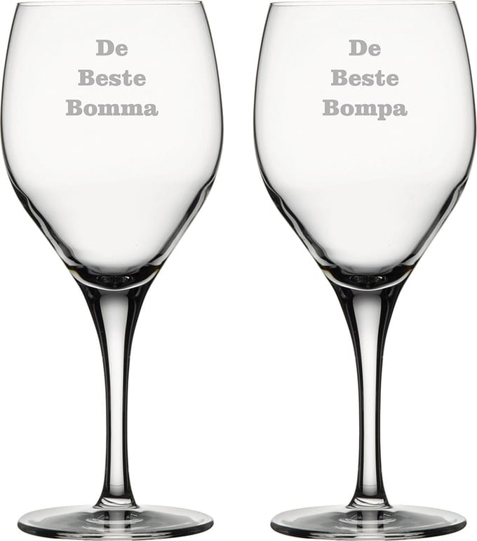 Rode wijnglas gegraveerd - 42,5cl - De Beste Bomma-De Beste Bompa