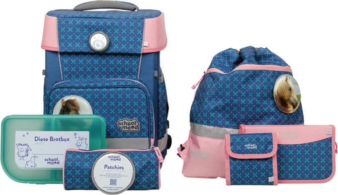 School-Mood schooltas Champion Schulranzen-Set 7-delig Mila blauw