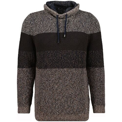 Ragman Trui Cotton Structure Knit Maseltov Collar Taupe-Grijs / male