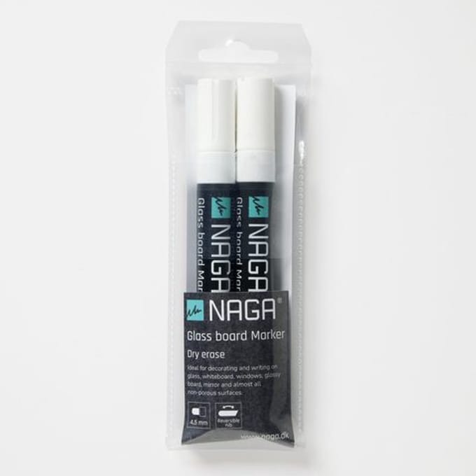 Glasbordmarker 4 - 5mm Naga set a 2st. wit