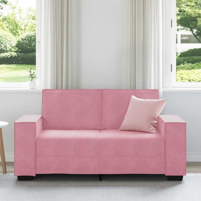 vidaXL - Tweezitsbank - 160x78x84 - cm - fluweel - roze