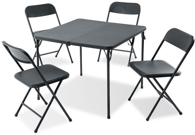 Camping vouwtafel set met 4 stoelen - zwart