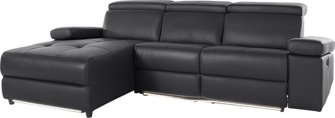 Rayland-Chaiselong - Links Handmatig - Zwart PU