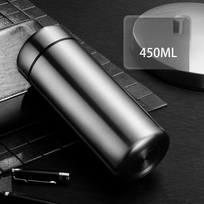 Geschenkbeker Roestvrijstalen Mok Heren Zakelijke Rechte Beker 450ml gray