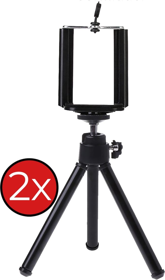 Tripod Smartphone Mini Camera Statief Uitschuifbaar - Zwart - 2 PACK