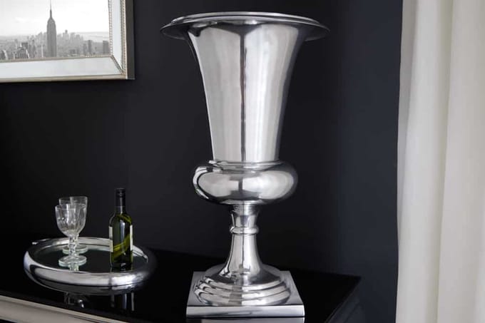 Design vaas GOAL 60cm zilver plantenbak aluminium - 21708