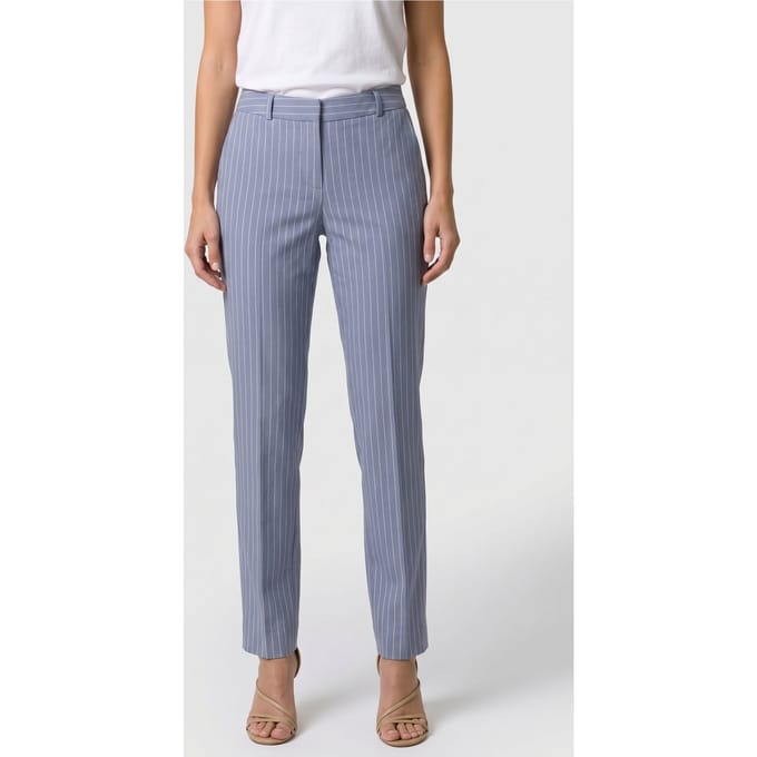 Brooks Brothers Pinstripe Linen Blend Trousers Light Blue Größe: M | Stoffhosen Outlet | Damen | Weiß