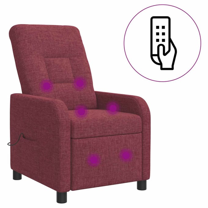 vidaXL - Massage - Relaxstoel - Wijnrood - Stof