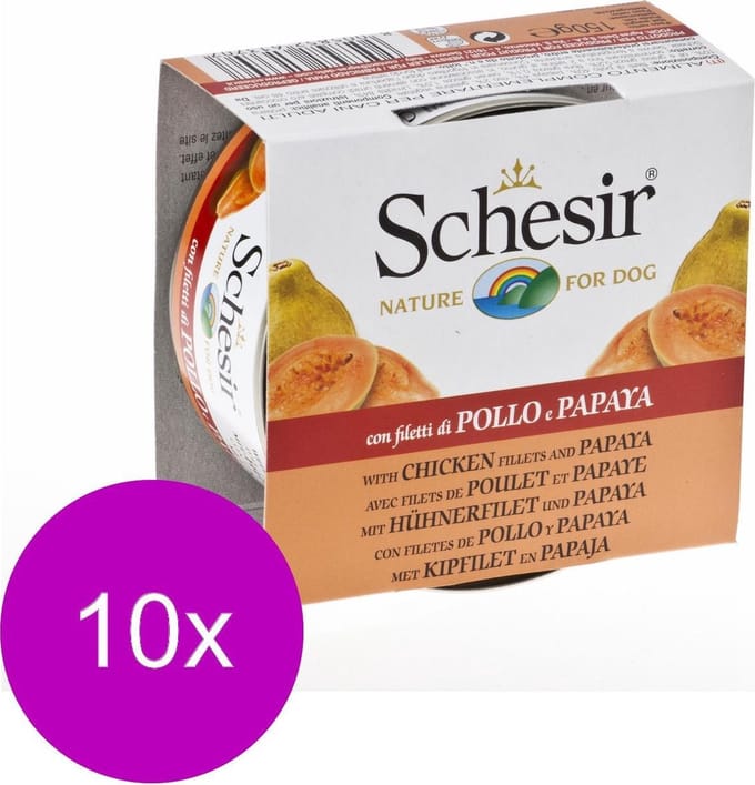 10x Schesir Hondenvoer Kip - Papaya 150 gr