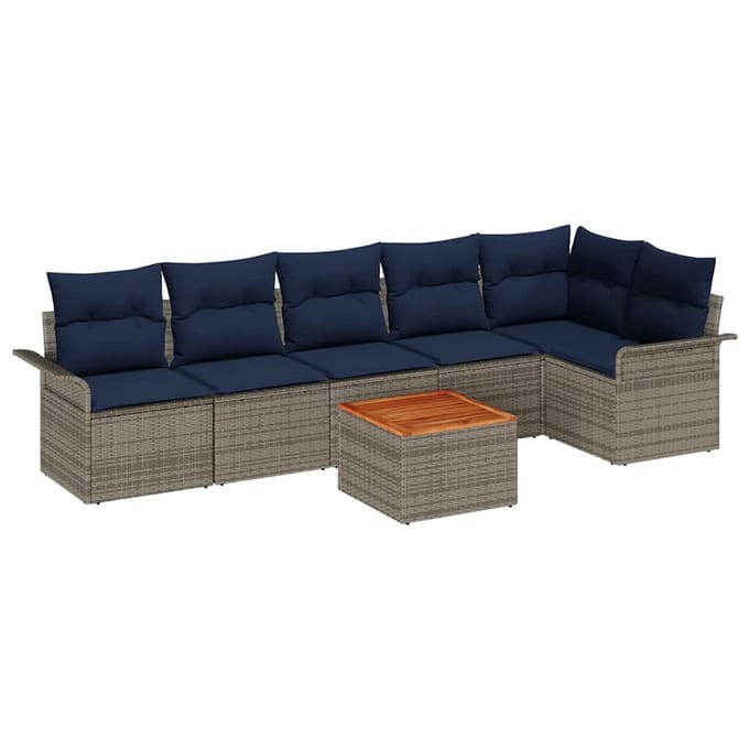 vidaXL - Tuinbank - Set - 7 - st - Grijs - poly - rattan