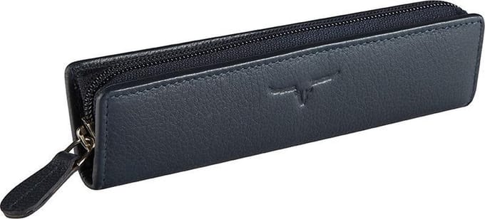Maverick SARATOGA Leren Pen etui - ritssluiting - blauw