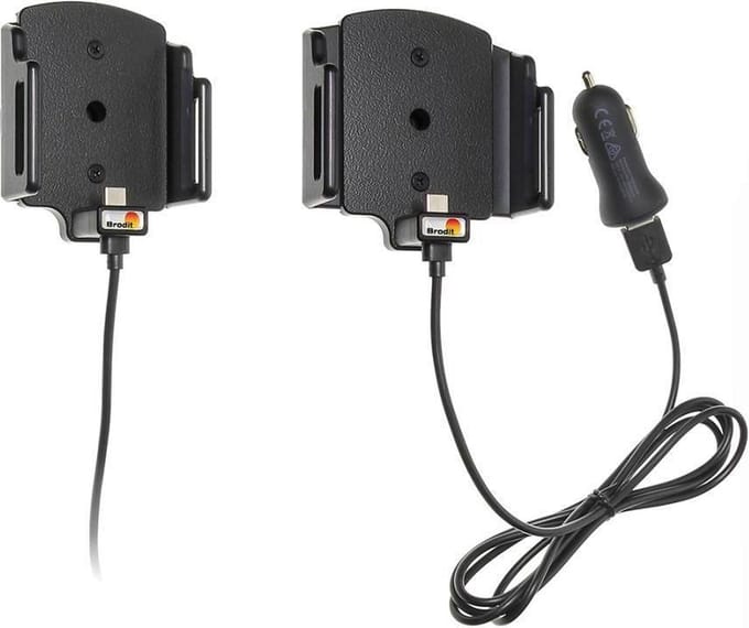 Brodit houder-lader Smartphone houder Universeel 62-77/6-10 met USB-C snoer sig.plug 12/24V