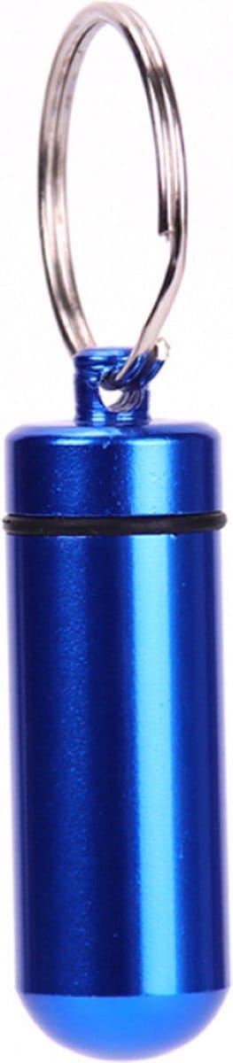 Medicijn koker - Pillen koker - Sleutelhanger - Aluminium - Blauw