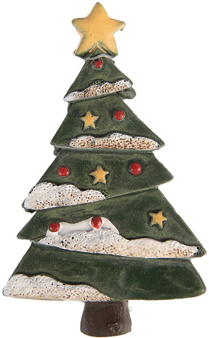 Clayre & Eef Magneet Kerstboom 5x1x9 cm Groen Kunststof