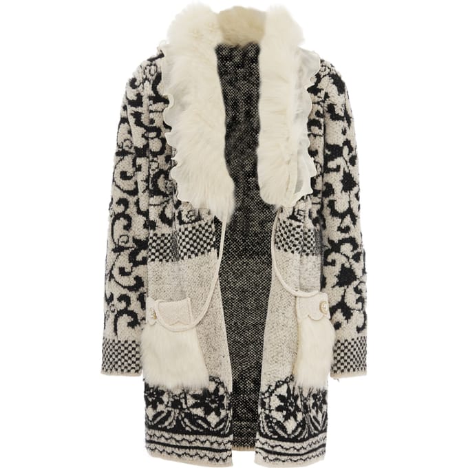 Faina Vest Dames wol wit zwart
