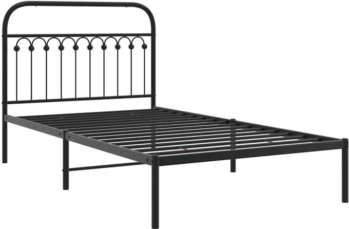 Eenpersoonsbed Frame met Hoofdbord Metaal Zwart