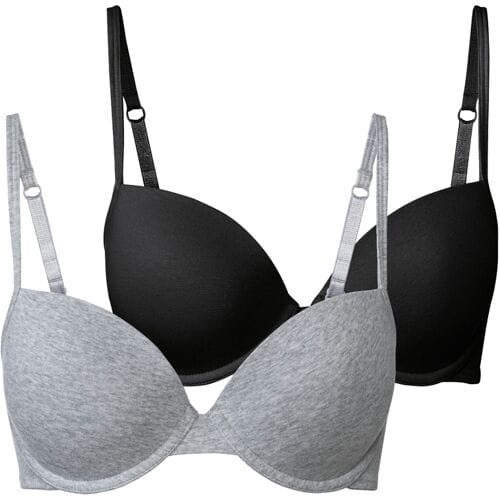 ESMARA 2 dames beugel BH's (Zwart/grijs, 75B)