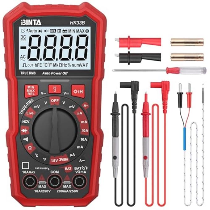 Digitale Multimeter 2000 Tellingen met AC/DC Voltmeter en Temperatuurmeting