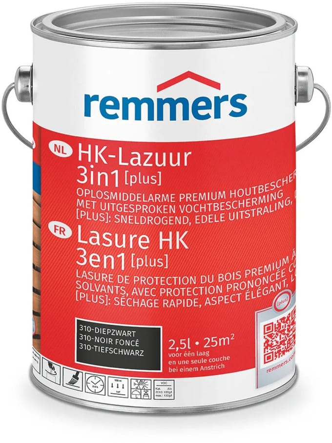 Remmers HK-Lazuur 3in1 [PLUS] - Diepzwart - 2.5 liter
