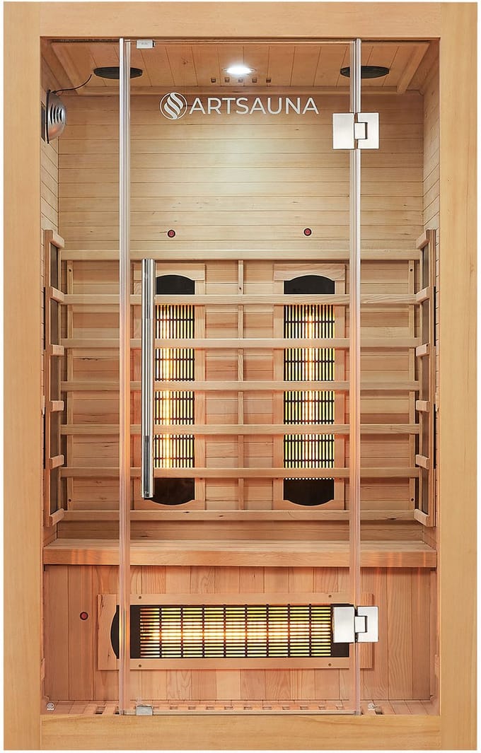 Infraroodcabine / Sauna Kiruna - 120x105x190 cm - Incl. LED & Bleutooth Radio