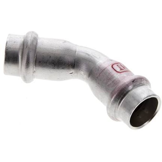 45 graden L-Perskoppeling - 15mm Persmof - RVS