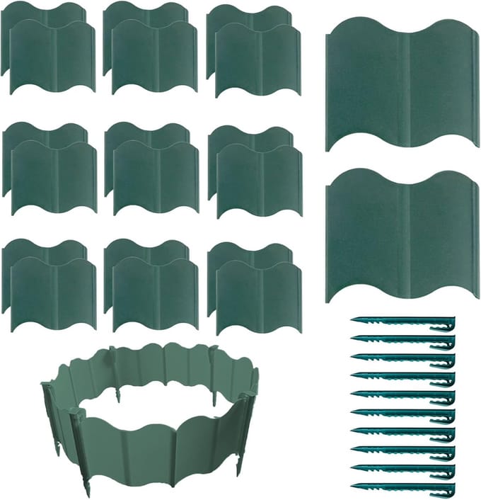 Tuinrand Set - Decoratieve Afscheiding - Bloembedden Maken - Verwijderbaar Flexibel - 20 Stuks - Wit Zwart Rood Groen