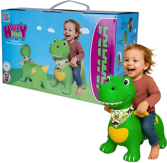Jamara Skippybal - 466007 Skippydier Dino met Vleugels - Groen - Junior met Pomp