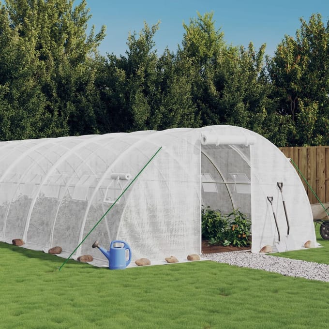 vidaXL - Tuinkas - met - stalen - frame - 32 - m² - 8x4x2 - m - wit
