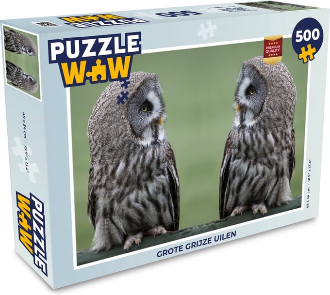 Puzzel Grote grijze uilen - Legpuzzel - Puzzel 500 stukjes