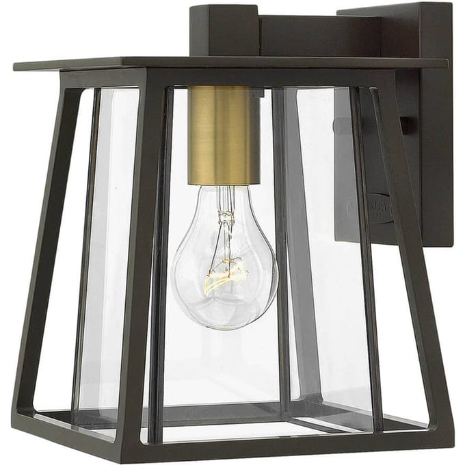 Hinkley LED Wand Buitenlamp Walker | 1X E27 Max 60W | IP44 | Dimbaar | Buckeye Bronze with Heritage Brass