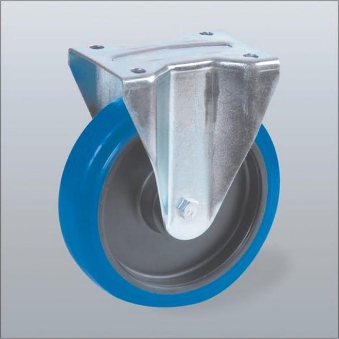 Blauw elastisch rubber bokwiel - 100mm - 130kg