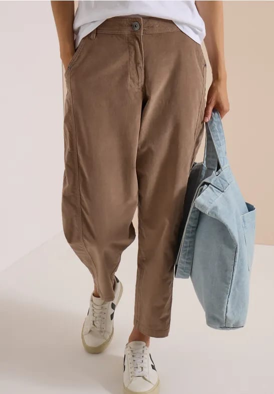 Mid Waist Barrel Leg Hose im Casual Fit