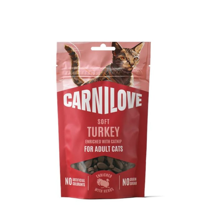 Voordeelpak: 2x 50g Kalkoen met kattenkruid Carnilove Cat Soft Snack Kat