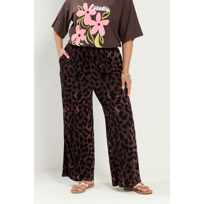 Yours Bruine Broek Met Luipaardprint Size Regular > 42