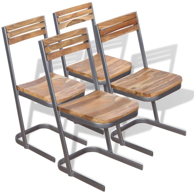 vidaXL Eetkamerstoelen 4 stuks massief teakhout