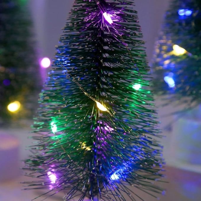 17cm LED Mini Kerstboom met Meerkleurige Lichtslingers Kleine Kerstboom gray