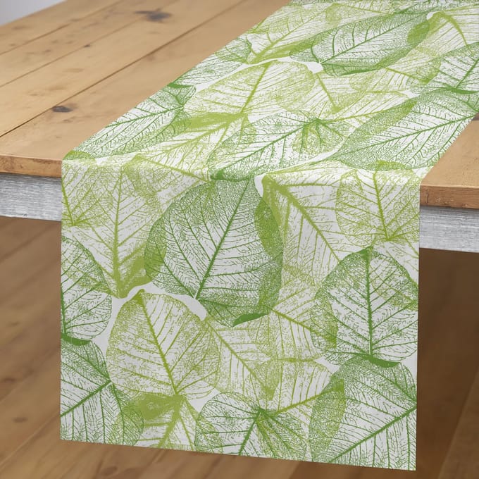 ABAKUHAUS Bladeren-tafelrunner – Decoratief, 40x300 cm, limoengroen