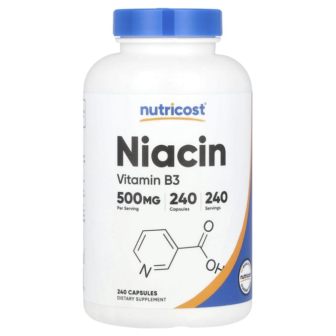 Nutricost, Niacine, 500 mg, 240 capsules