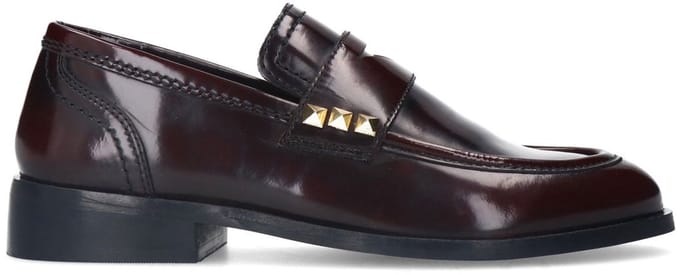 Sacha - Dames - Bordeaux leren loafers met studs - Maat 36