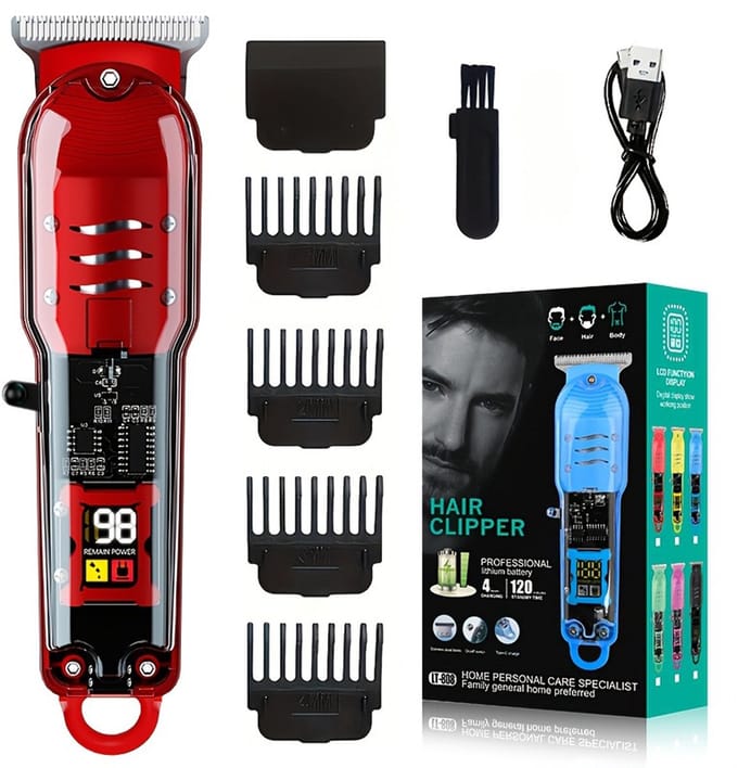Professionele Tondeuse met LED-display, Stalen Mes en Snoerloos Gebruik, 500mAh, 60 min