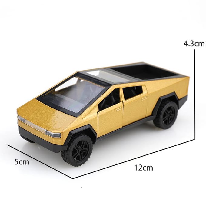 (Verpakt) 1:36 Schaal Cybertruck Pullback Legeringsauto, Speelgoed voor Kinderen black